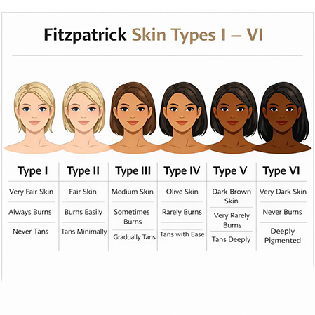 شناخت رنگدانه های پوستی بر طبق جدول فیتزپتریک